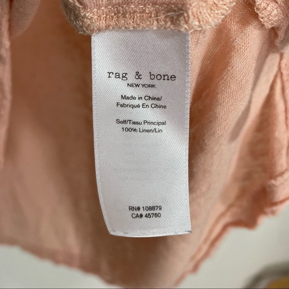 Rag and Bone Lottie Tee 100% Linen Boxy Rolled Short Dolman Sleeves Coral Medium - Picture 4 of 4